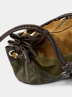 Maia three-colour suede shoulder bag
