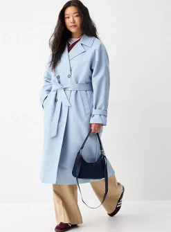 Marbled-button twill trench