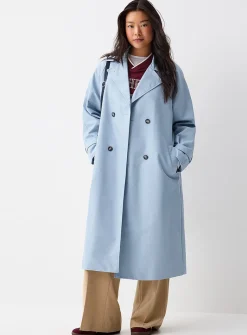 Marbled-button twill trench