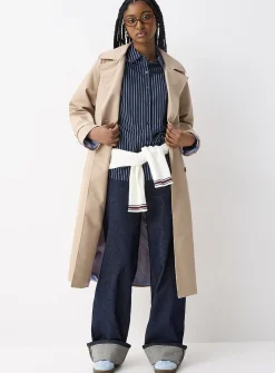 Marbled-button twill trench