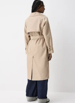 Marbled-button twill trench