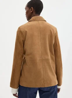 Matilda shirt-collar suede jacket