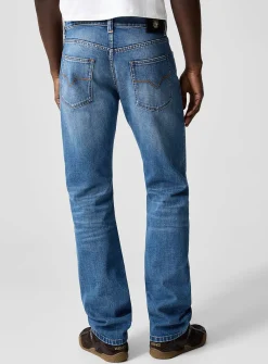 Medium blue straight-leg jean
