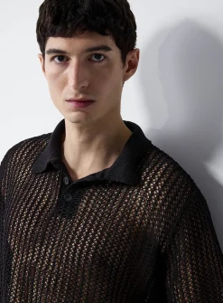Mesh loose-knit polo