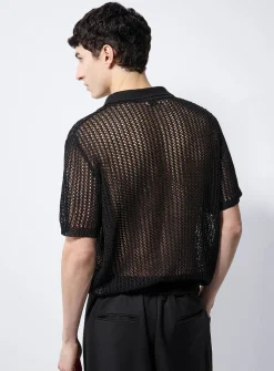 Mesh loose-knit polo