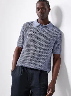 Mesh loose-knit polo