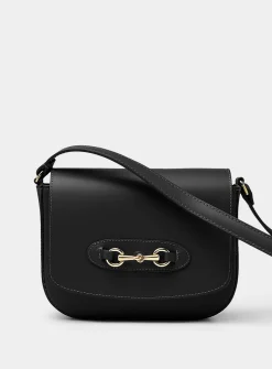 Metal buckle leather saddle bag
