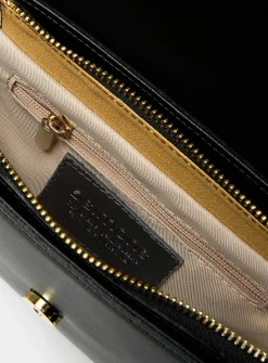 Metal buckle leather saddle bag