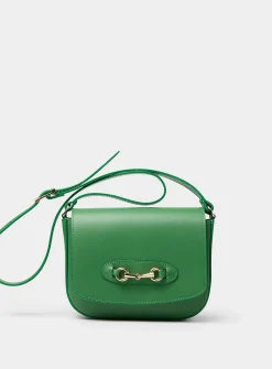 Metal buckle leather saddle bag