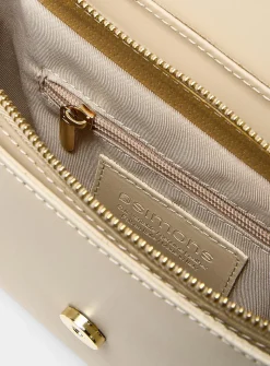 Metal buckle leather saddle bag