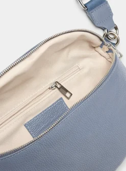 Metallic-accent pebbled leather belt bag
