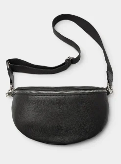 Metallic-accent pebbled leather belt bag