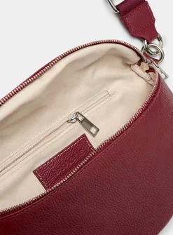 Metallic-accent pebbled leather belt bag