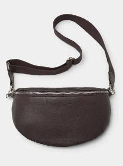 Metallic-accent pebbled leather belt bag