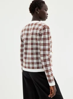 Metallic buttons jacquard cardigan