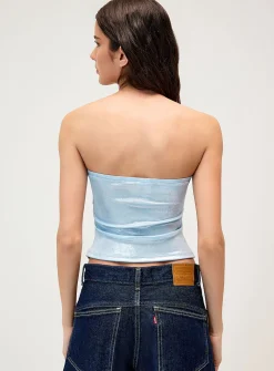 Metallic effect cropped tube top