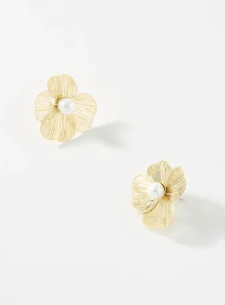 Metallic floral earrings