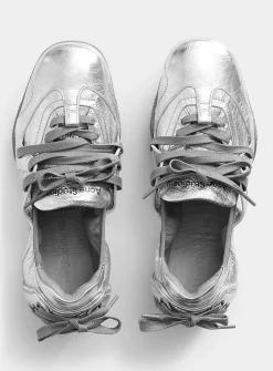 Metallic leather ballet flat sneaker
