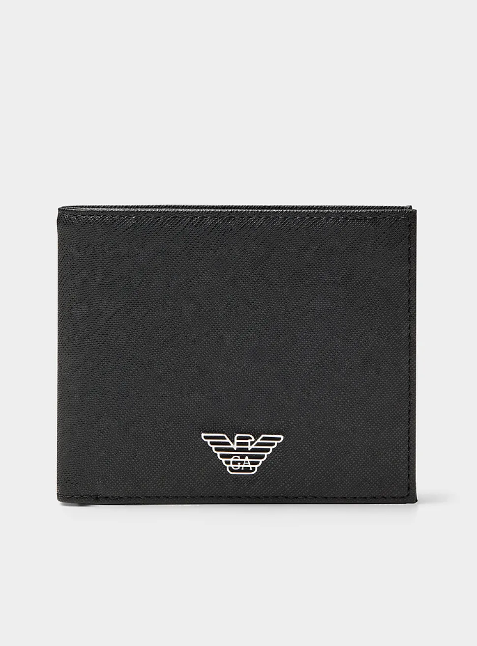 Metallic logo textured canvas wallet