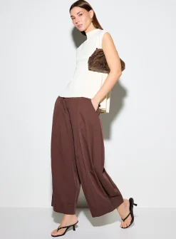 Metallized pins draped mock-neck cami