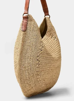 Meva crocheted raffia hobo bag