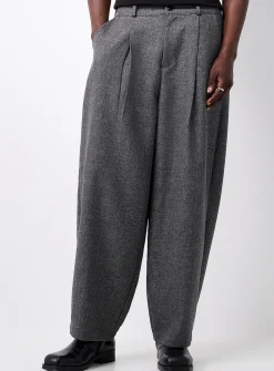 Micro-check pleated barrel pant