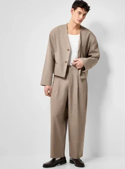 Micro-check pleated barrel pant