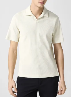 Micro-waffled Johnny collar polo shirt