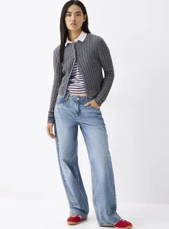Mini-cable cropped cardigan