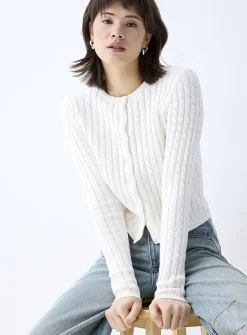 Mini-cable cropped cardigan