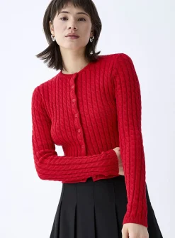 Mini-cable cropped cardigan