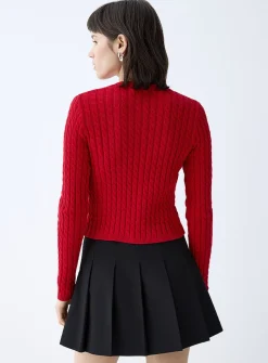 Mini-cable cropped cardigan