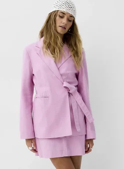 Minimalist linen-blend miniskirt