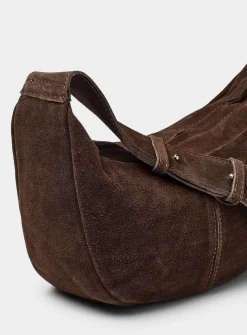 Minimalist suede half-moon hobo bag