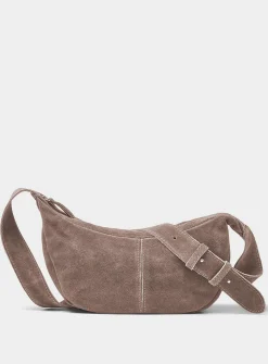 Minimalist suede half-moon hobo bag