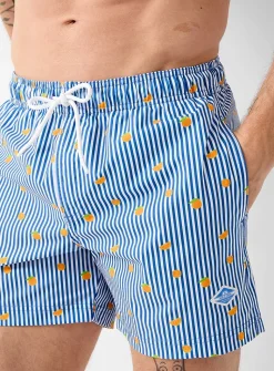 Mini pattern and twin-stripe swim trunk