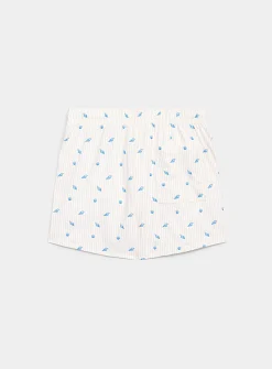 Mini pattern and twin-stripe swim trunk