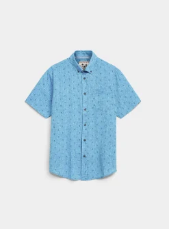 Mini-pattern cotton-linen shirt