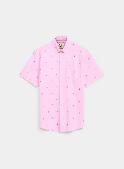 Mini-pattern cotton-linen shirt