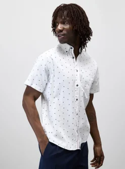 Mini-pattern cotton-linen shirt
