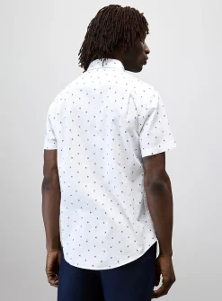 Mini-pattern cotton-linen shirt