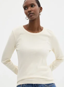 Mini-ribbing long-sleeve T-shirt