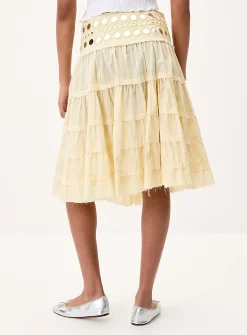 Mirror-waist midi skirt