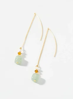 Mixed stone metallic post earrings