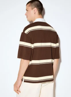 Mixed stripe rugby polo