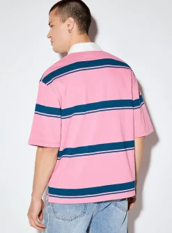 Mixed stripe rugby polo