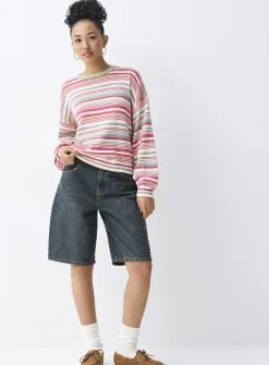 Mixed stripes cotton sweater