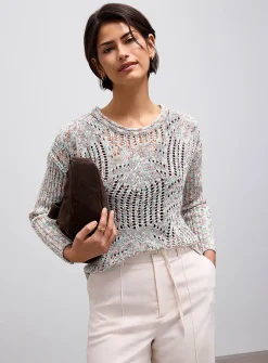 Mixed weave openwork sweater