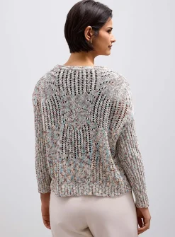 Mixed weave openwork sweater