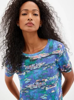 Monet print slub T-shirt